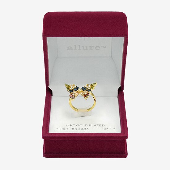 Sparkle Allure Womens Multi Color Cubic Zirconia 14K Gold Over Brass Butterfly Cocktail Ring