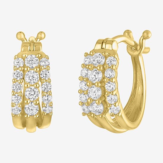 (G-H / I1-I2) Womens 1/3 CT. T.W. Lab Grown White Diamond 10K Gold 12.1mm Hoop Earrings