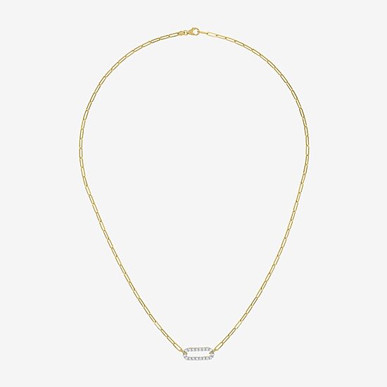 Diamond Addiction (G-H / I1-I2) Womens 1/3 CT. T.W. Lab Grown White Diamond 10K Gold Paperclip 18 Inch Pendant Necklace