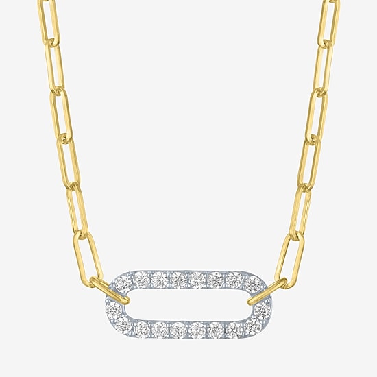 Diamond Addiction (G-H / I1-I2) Womens 1/3 CT. T.W. Lab Grown White Diamond 10K Gold Paperclip 18 Inch Pendant Necklace
