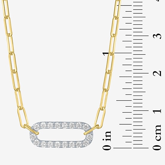 Diamond Addiction (G-H / I1-I2) Womens 1/3 CT. T.W. Lab Grown White Diamond 10K Gold Paperclip 18 Inch Pendant Necklace