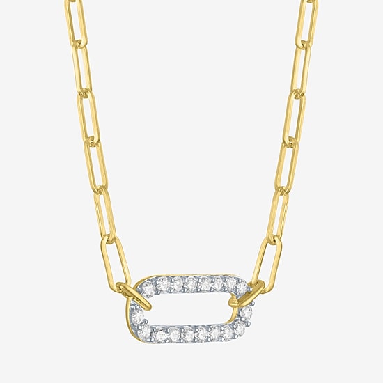 Diamond Addiction (G-H / I1-I2) Womens 1/3 CT. T.W. Lab Grown White Diamond 10K Gold Paperclip 18 Inch Pendant Necklace