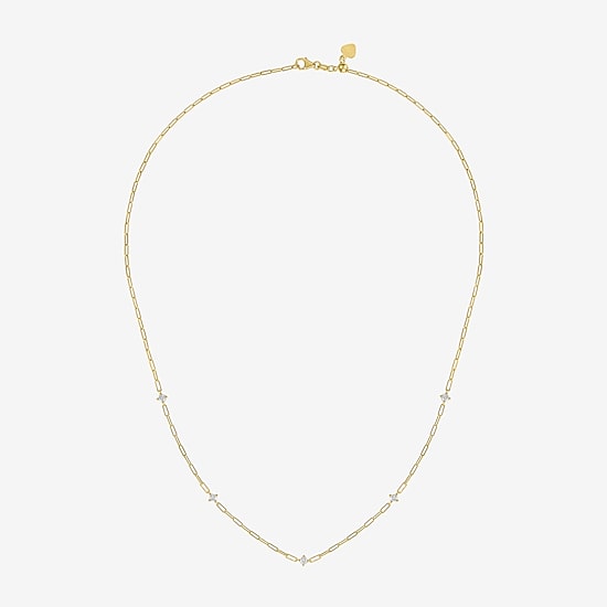 Diamond Addiction (G-H / I1-I2) Womens 1/3 CT. T.W. Lab Grown White Diamond 10K Gold Paperclip Round 18 Inch Pendant Necklace