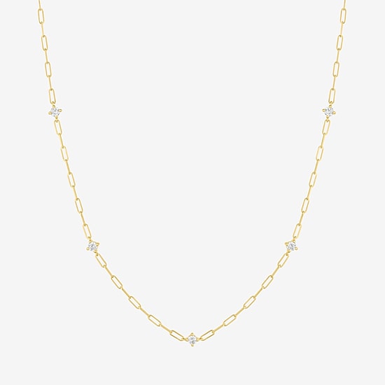 Diamond Addiction (G-H / I1-I2) Womens 1/3 CT. T.W. Lab Grown White Diamond 10K Gold Paperclip Round 18 Inch Pendant Necklace