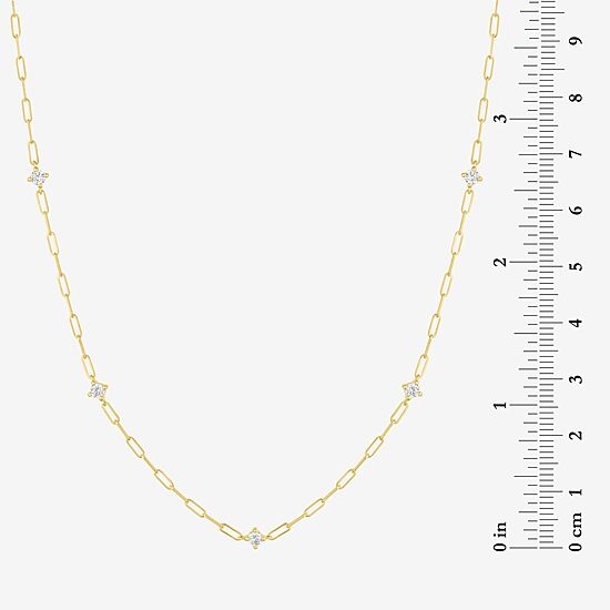 Diamond Addiction (G-H / I1-I2) Womens 1/3 CT. T.W. Lab Grown White Diamond 10K Gold Paperclip Round 18 Inch Pendant Necklace