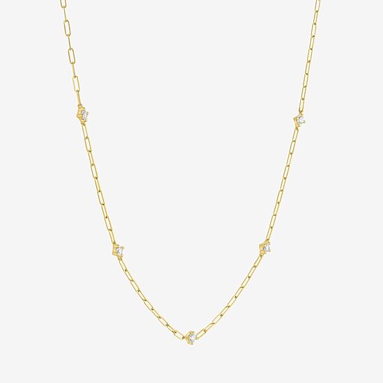 Diamond Addiction (G-H / I1-I2) Womens 1/3 CT. T.W. Lab Grown White Diamond 10K Gold Paperclip Round 18 Inch Pendant Necklace