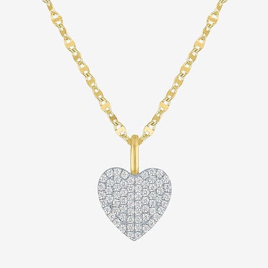 Diamond Addiction (G-H Womens 1/3 CT. T.W. Lab Grown White Diamond 10K Gold Heart 16 Inch Pendant Necklace