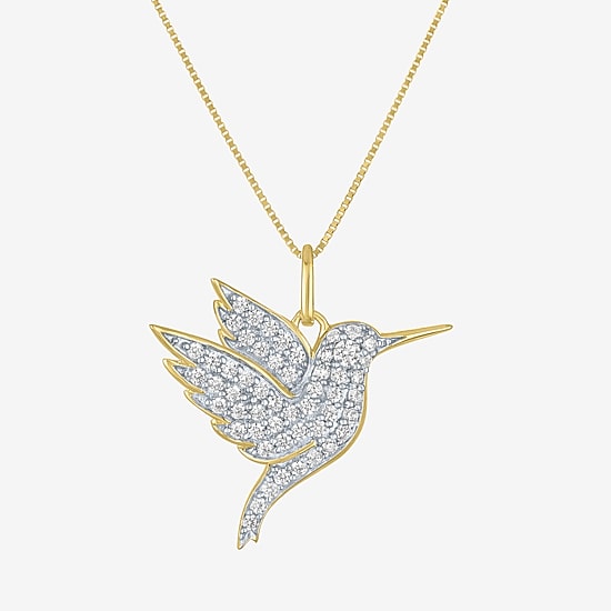(G-H / I1-I2) Hummingbird Womens 1/3 CT. T.W. Lab Grown White Diamond 10K Gold 16 Inch Pendant Necklace