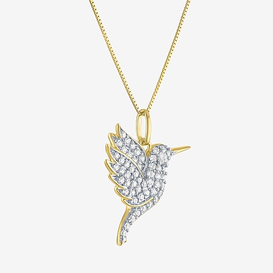 (G-H / I1-I2) Hummingbird Womens 1/3 CT. T.W. Lab Grown White Diamond 10K Gold 16 Inch Pendant Necklace