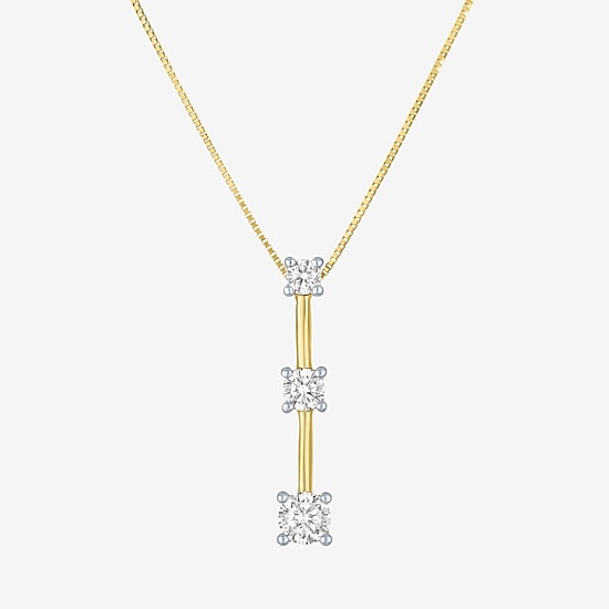 (G-H / I1-I2) Womens 1/3 CT. T.W. Lab Grown White Diamond 10K Gold Round 16 Inch Pendant Necklace