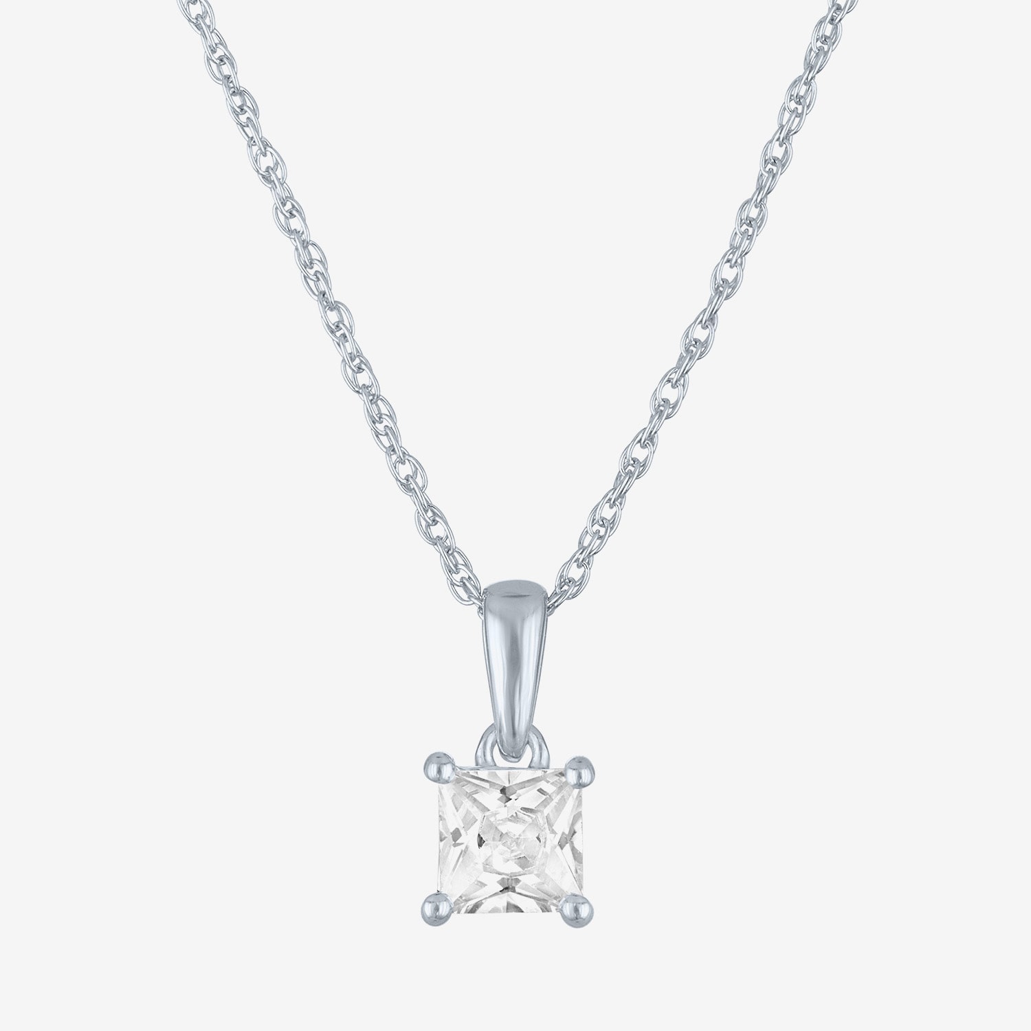 ( G-H/I1-I2 ) Womens 1/2 CT. Lab-Grown Diamond 10K Gold 18 Inch Princess Pendant Necklace