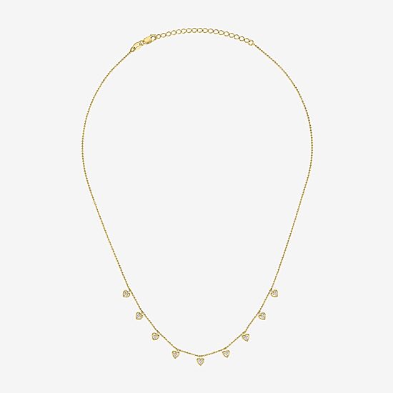 (G-H/ I1-I2) Womens 1/6 CT. T.W. Lab Grown White Diamond 14K Gold Over Silver Sterling Silver Heart 16 Inch Pendant Necklace