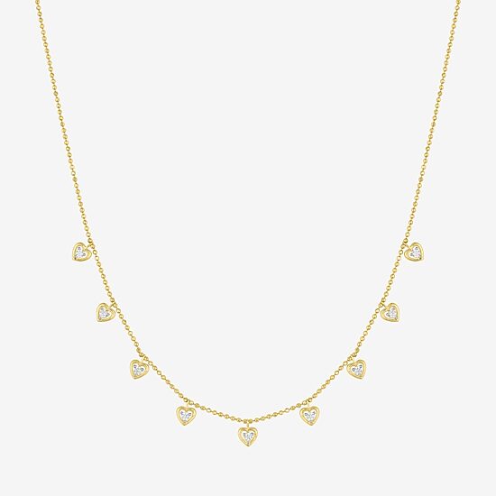 (G-H/ I1-I2) Womens 1/6 CT. T.W. Lab Grown White Diamond 14K Gold Over Silver Sterling Silver Heart 16 Inch Pendant Necklace