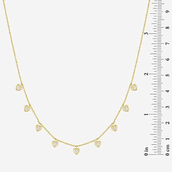 (G-H/ I1-I2) Womens 1/6 CT. T.W. Lab Grown White Diamond 14K Gold Over Silver Sterling Silver Heart 16 Inch Pendant Necklace