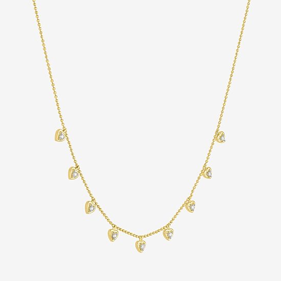(G-H/ I1-I2) Womens 1/6 CT. T.W. Lab Grown White Diamond 14K Gold Over Silver Sterling Silver Heart 16 Inch Pendant Necklace
