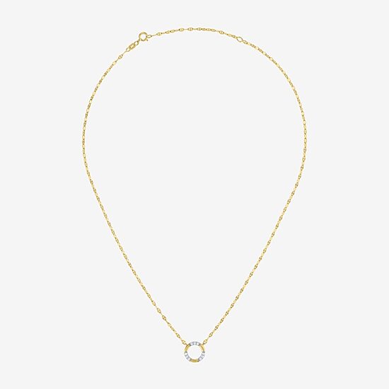 (G-H/ I1-I2) Womens 1/10 CT. T.W. Lab Grown White Diamond 14K Gold Over Silver Sterling Silver Circle 16 Inch Pendant Necklace