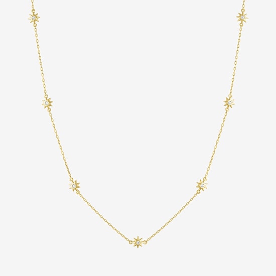 Diamond Addiction (G-H Womens 1/10 CT. T.W. Lab Grown White Diamond 14K Gold Over Silver Sterling Silver Star 16 Inch Pendant Necklace