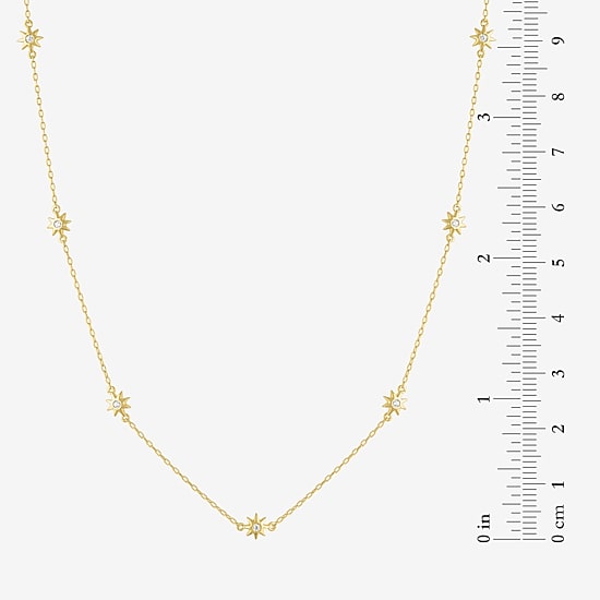 Diamond Addiction (G-H Womens 1/10 CT. T.W. Lab Grown White Diamond 14K Gold Over Silver Sterling Silver Star 16 Inch Pendant Necklace