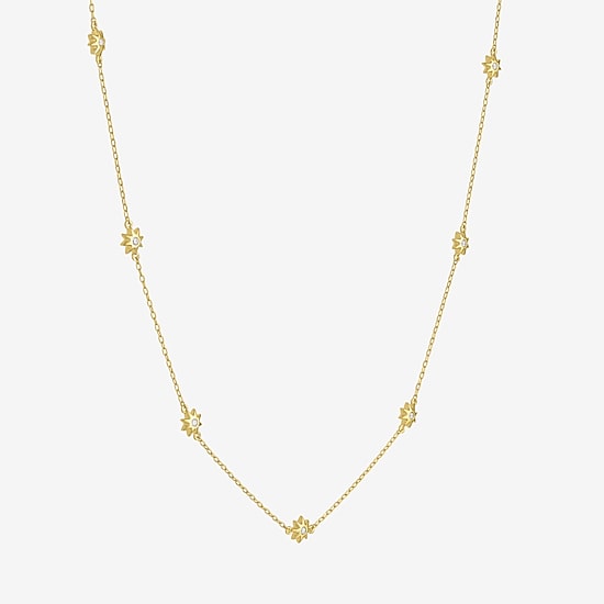 Diamond Addiction (G-H Womens 1/10 CT. T.W. Lab Grown White Diamond 14K Gold Over Silver Sterling Silver Star 16 Inch Pendant Necklace
