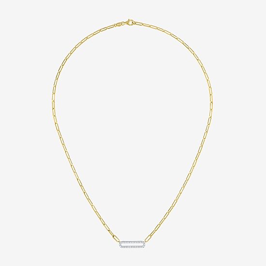 Diamond Addiction (G-H / I1-I2) Womens 1/5 CT. Lab Grown White Diamond 14K Gold Over Silver Sterling Silver Paperclip 18 Inch Pendant Necklace