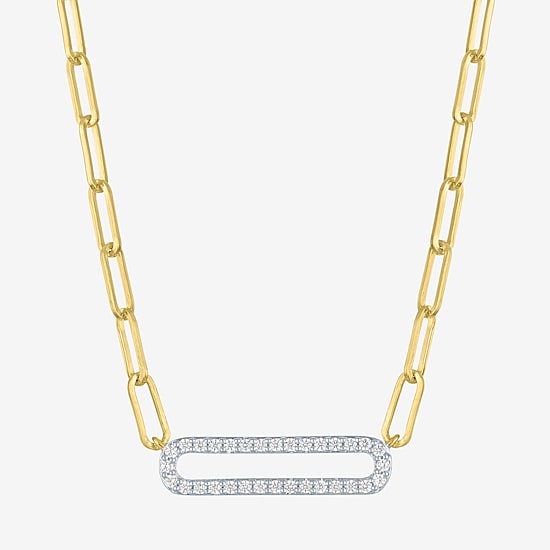 Diamond Addiction (G-H / I1-I2) Womens 1/5 CT. Lab Grown White Diamond 14K Gold Over Silver Sterling Silver Paperclip 18 Inch Pendant Necklace