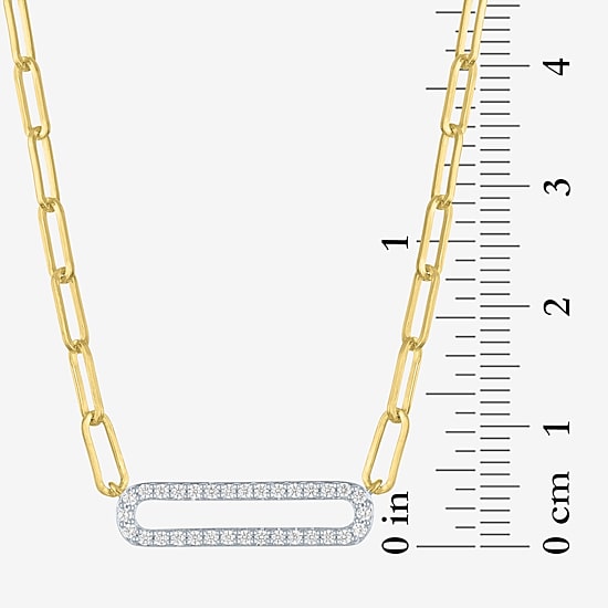 Diamond Addiction (G-H / I1-I2) Womens 1/5 CT. Lab Grown White Diamond 14K Gold Over Silver Sterling Silver Paperclip 18 Inch Pendant Necklace