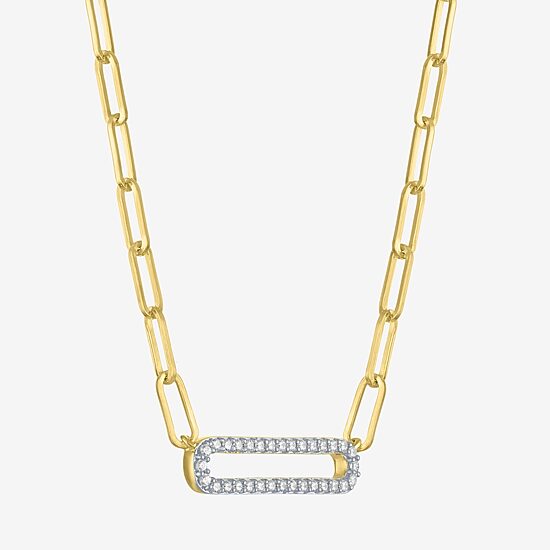 Diamond Addiction (G-H / I1-I2) Womens 1/5 CT. Lab Grown White Diamond 14K Gold Over Silver Sterling Silver Paperclip 18 Inch Pendant Necklace