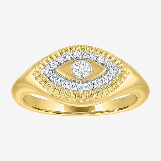 Diamond Addiction (G-H, I1-I2) Womens 1/6 CT. T.W. Lab Grown White Diamond 14K Gold Over Silver Sterling Silver Evil Eye Cocktail Ring