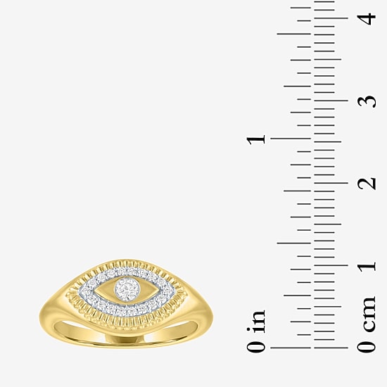 Diamond Addiction (G-H, I1-I2) Womens 1/6 CT. T.W. Lab Grown White Diamond 14K Gold Over Silver Sterling Silver Evil Eye Cocktail Ring