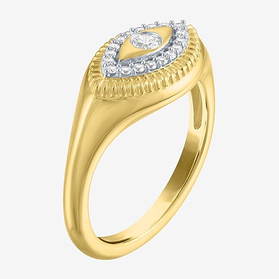 Diamond Addiction (G-H, I1-I2) Womens 1/6 CT. T.W. Lab Grown White Diamond 14K Gold Over Silver Sterling Silver Evil Eye Cocktail Ring