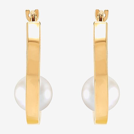 Womens Dyed White 10K Gold 17mm Hoop Earrings