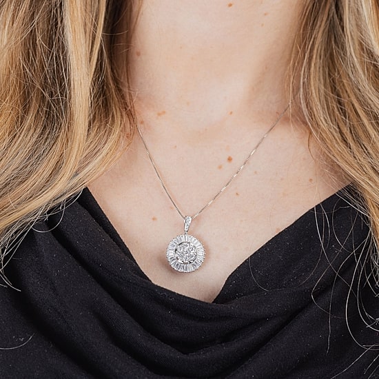 (G / Si2) Womens 2 CT. T.W. Lab Grown White Diamond 14K Gold Round 18 Inch Pendant Necklace