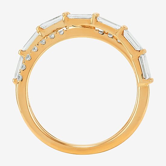(H-I / Si1-Si2) Womens 2.5MM 1 CT. T.W. Lab Grown White Diamond 10K Gold Crossover Band