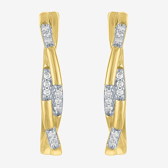 Diamond Addiction (G-H / I1-I2) Womens 1/10 CT. T.W. Lab Grown White Diamond 14K Gold Over Silver Sterling Silver 20mm Hoop Earrings