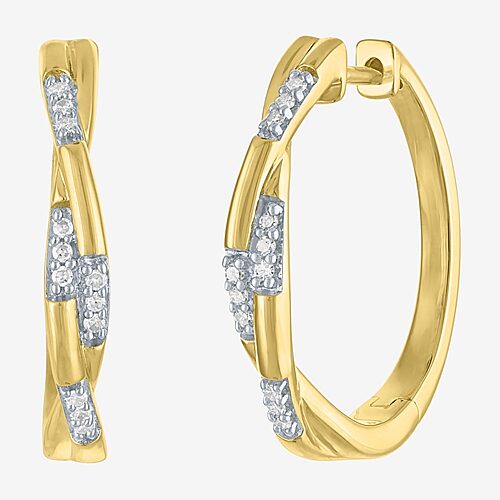 Diamond Addiction (G-H / I1-I2) Womens 1/10 CT. T.W. Lab Grown White Diamond 14K Gold Over Silver Sterling Silver 20mm Hoop Earrings, One Size