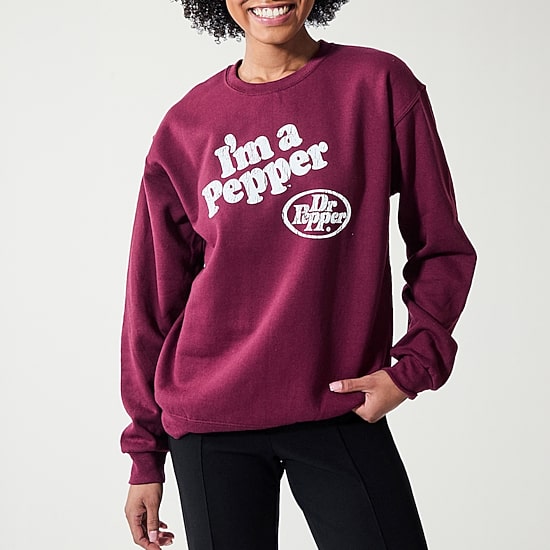 Womens Juniors Crew Neck Long Sleeve Sweatshirt