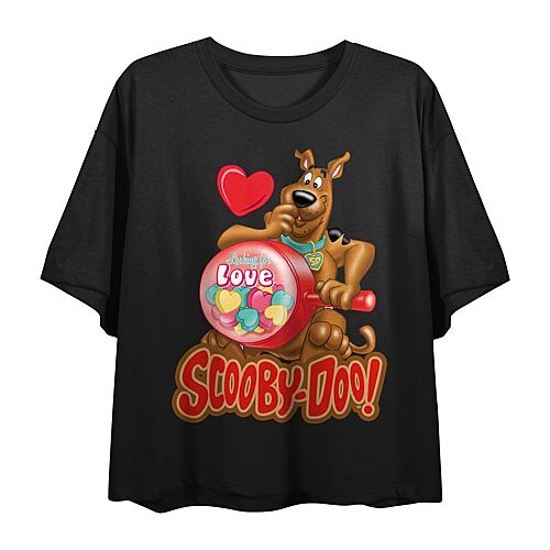 Bioworld Womens Juniors Crew Neck Short Sleeve Scooby Doo T-shirt In Black
