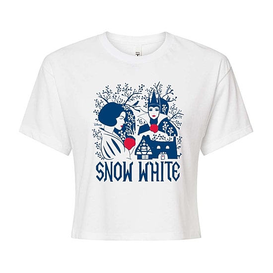 Evil Queen Cropped Tee Womens Juniors Crew Neck Short Sleeve Regular Fit Snow White Graphic T-Shirt