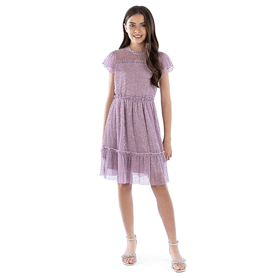 Speechless Big Kid Girls Embellished Flutter Short Sleeve Party Dress
