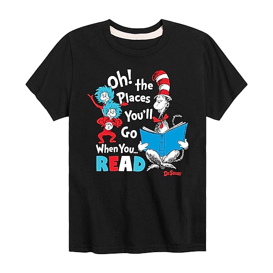 Read Little & Big Kid Boys Crew Neck Short Sleeve Regular Fit Dr. Seuss Graphic T-Shirt