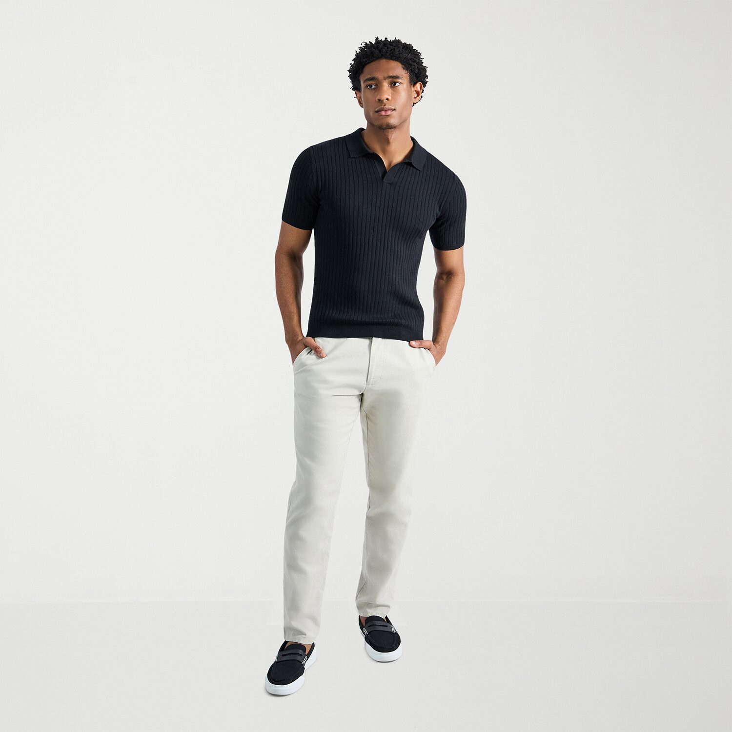 Haggar Johnny Collar Ribbed Mens Short Sleeve Polo Sweater