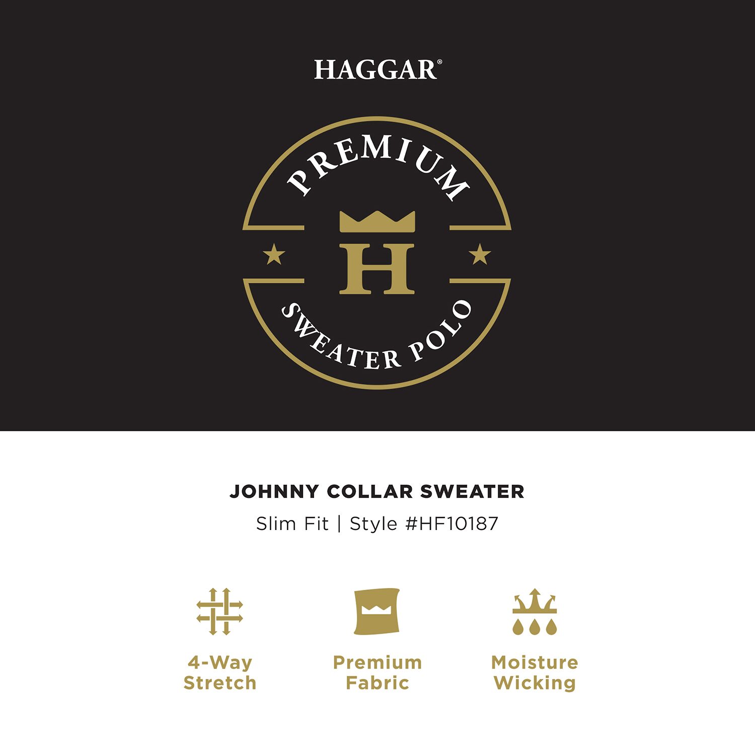 Haggar Johnny Collar Ribbed Mens Short Sleeve Polo Sweater