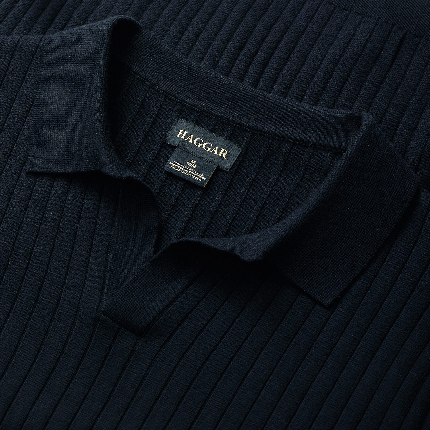 Haggar Johnny Collar Ribbed Mens Short Sleeve Polo Sweater