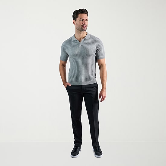 Haggar Johnny Collar Ribbed Mens Short Sleeve Polo Sweater