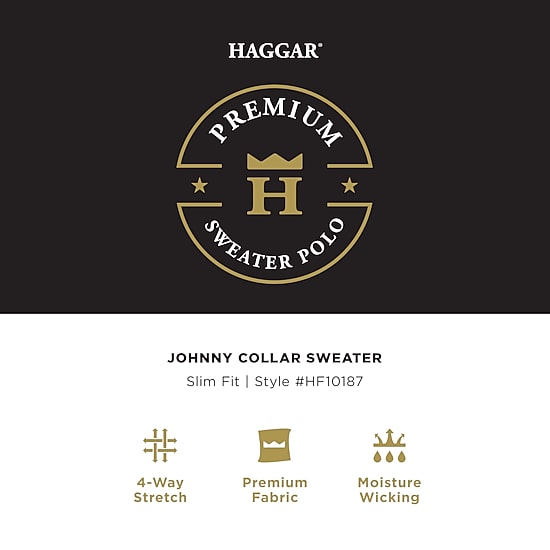 Haggar Johnny Collar Ribbed Mens Short Sleeve Polo Sweater