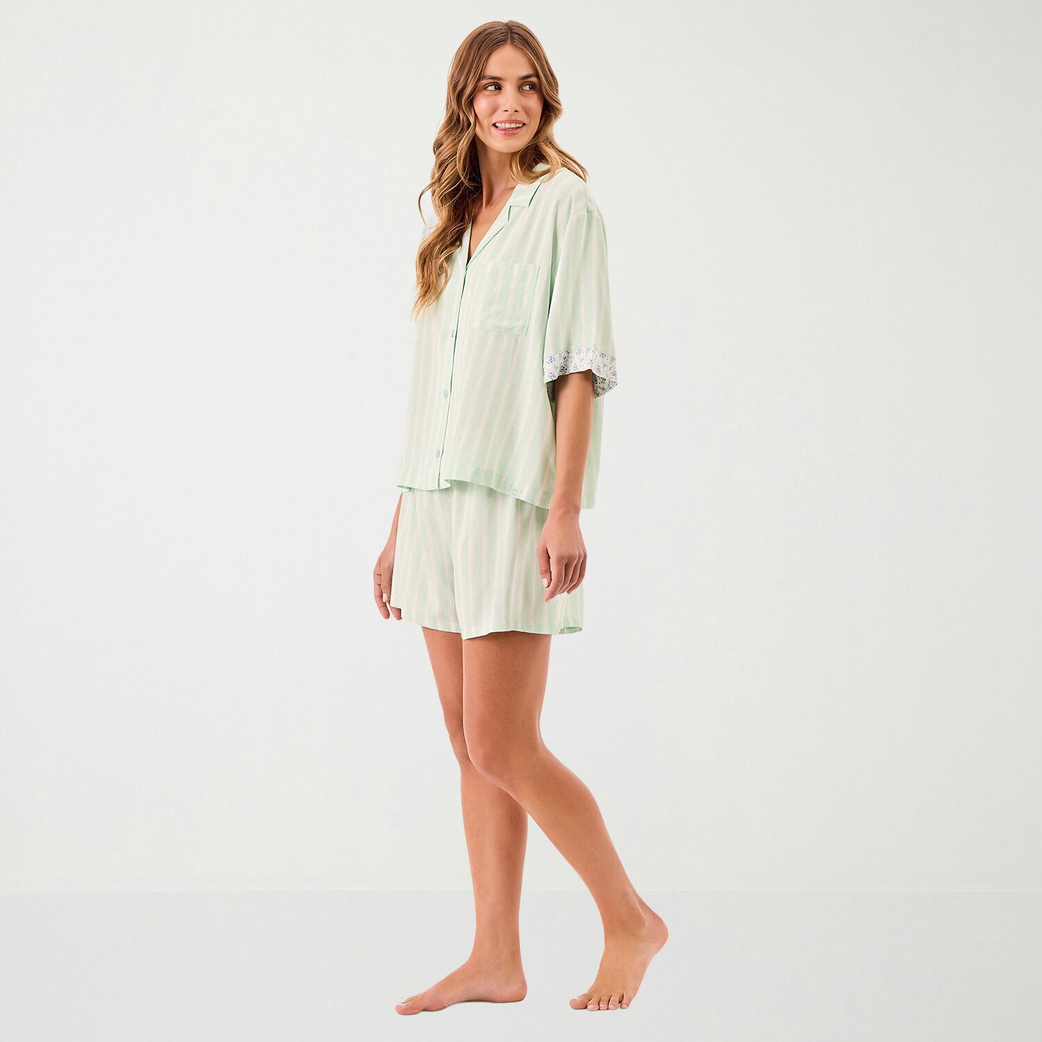 Martha Stewart Womens V-Neck Short Sleeve 2-pc. Pajama Set