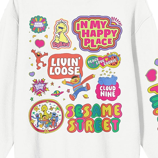Womens Crew Neck Long Sleeve Sesame Street Sweatshirt