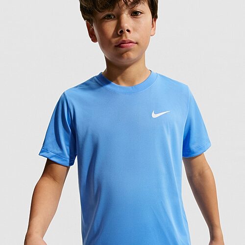 Nike Dri-Fit Swoosh Big Kid Unisex Crew Neck Short Sleeve Active T-Shirt, Medium, Blue