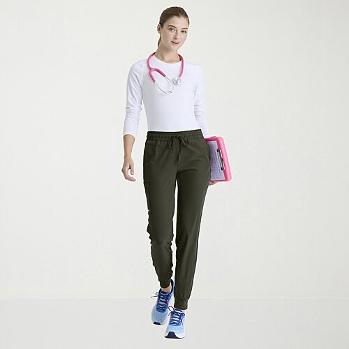 Skechers Skp552 Theory 4-Pocket Mid-Rise Jogger Womens Plus Tall Stretch Fabric Moisture Wicking Scrub Pant, 5x-large, Green