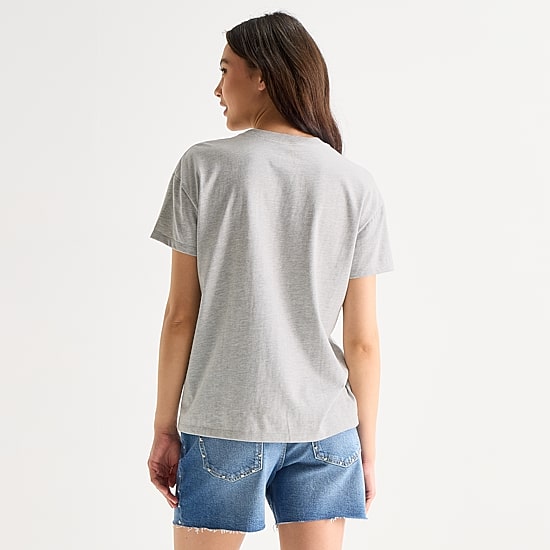 Mickey Soccer Boyfriend Tee Womens Juniors Crew Neck Short Sleeve Regular Fit Mickey and Friends Graphic T-Shirt